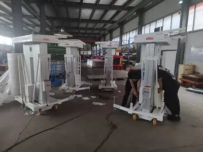 Paciwyd 4 Set o Lwyfannau Codi Aloi Alwminiwm Dwbl-Colofn